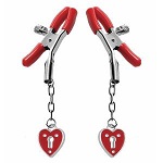 Crimson Tied Heart Padlock Nipple Clamps