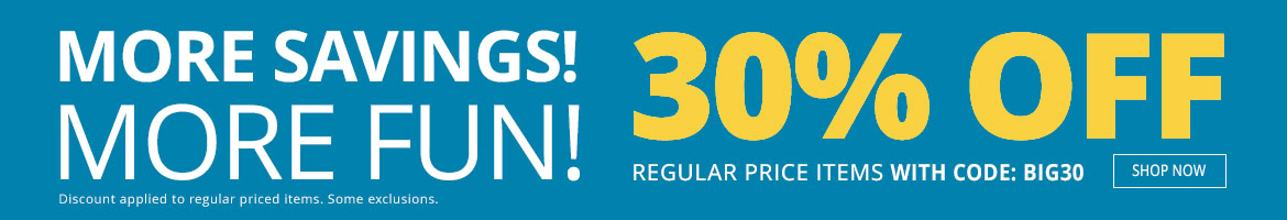30% Off Regular Price Items with code BIG30