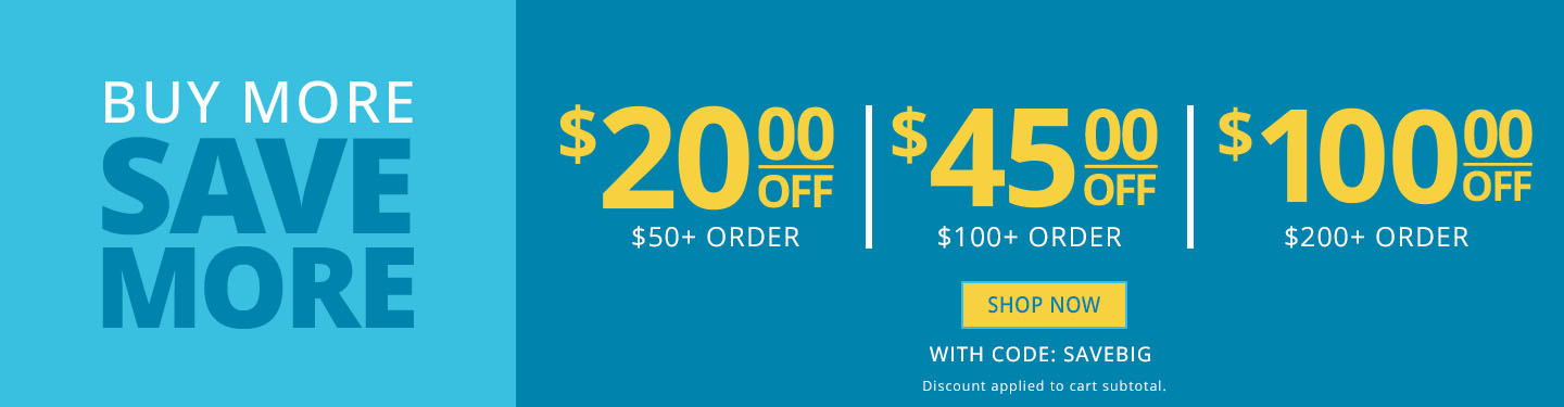 Buy More, Save More: $20 Off $50| $45 Off $100 | $100 Off $200 with code SAVEBIG