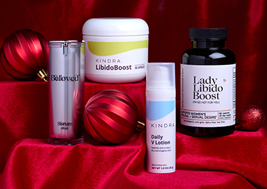 grouping of products on red background