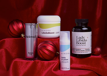 grouping of products on red background