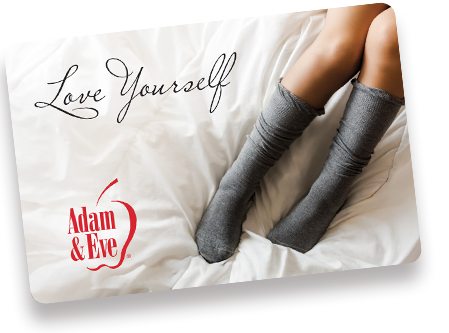 red adam and eve gift card with sparkles