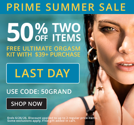 50% Off Up To 2 Regular Price Items plus Free Ultimate Orgasm Kit with $39+ Purchase with code 50GRAND