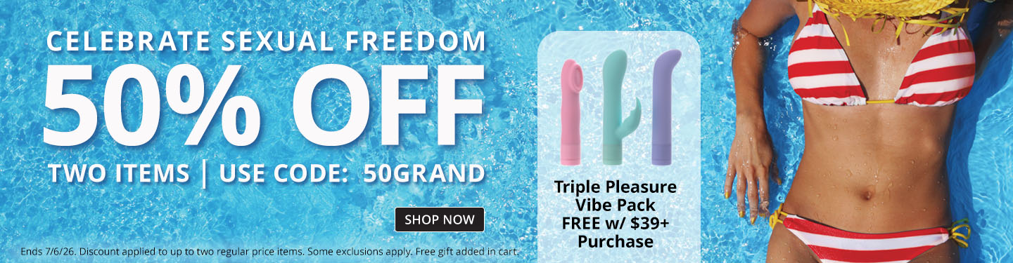 50% Off 2 + Free Triple Pleasure Vibe Pack With Code 50GRAND