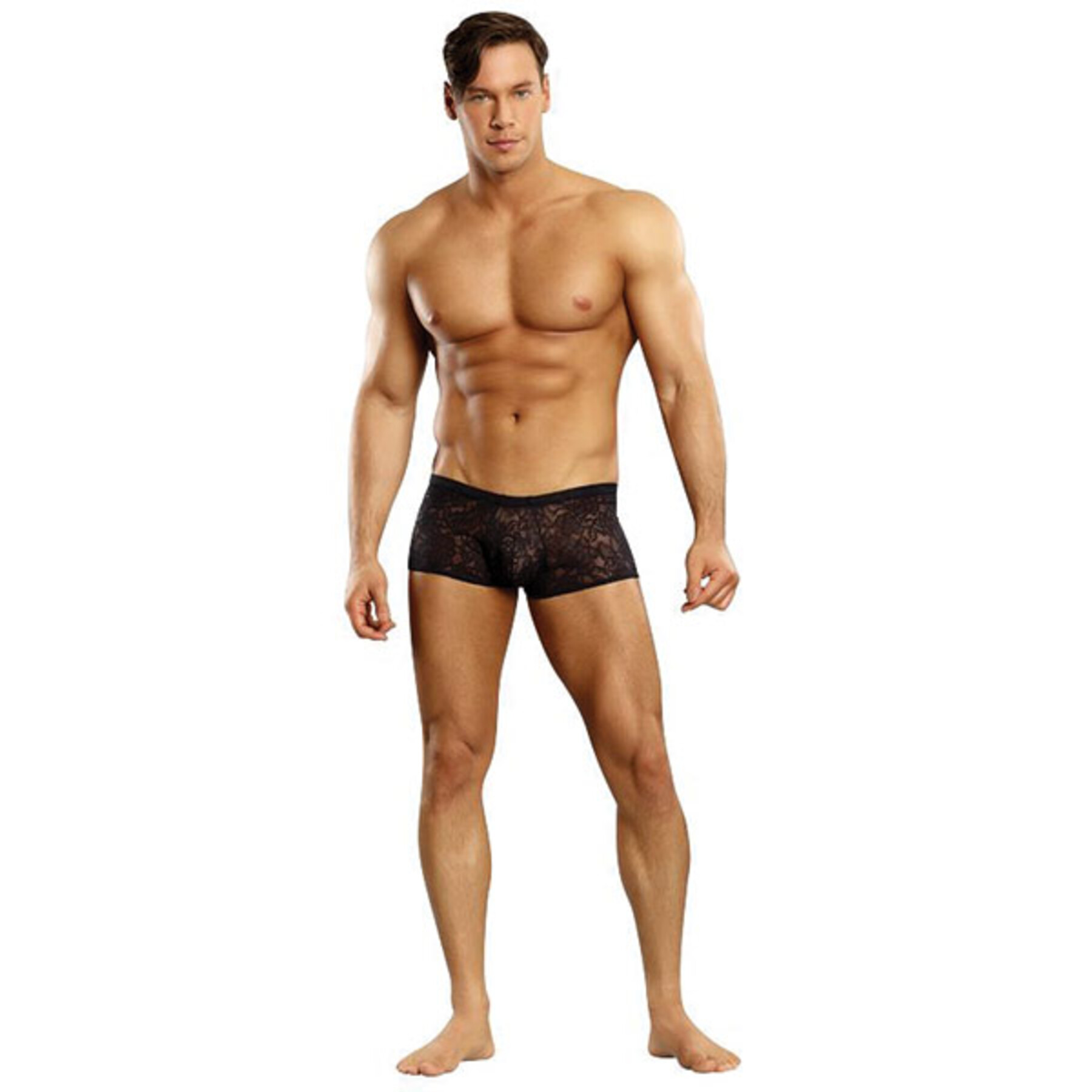 Male Power Stretch Lace Mini Short
