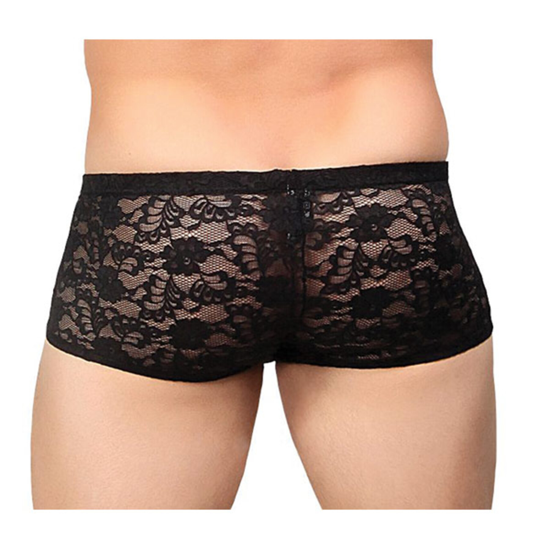 Male Power Stretch Lace Mini Short
