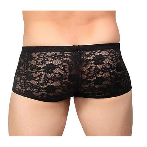Male Power Stretch Lace Mini Short