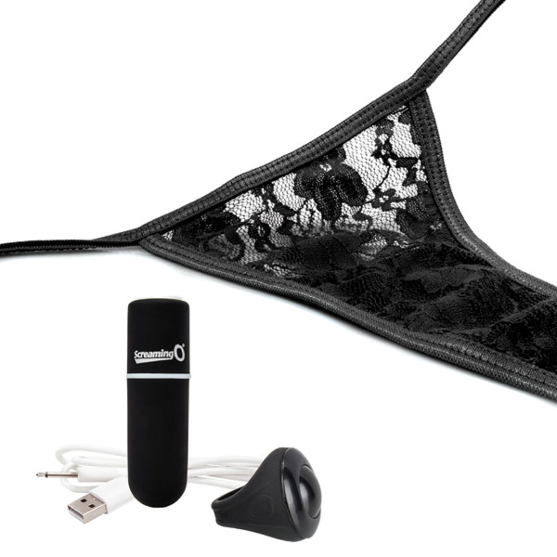 My Secret Charged Remote Control Panty Black with bullet, charger, and ring