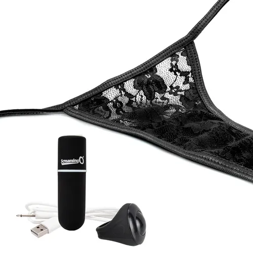 My Secret Charged Remote Control Panty Black with bullet, charger, and ring