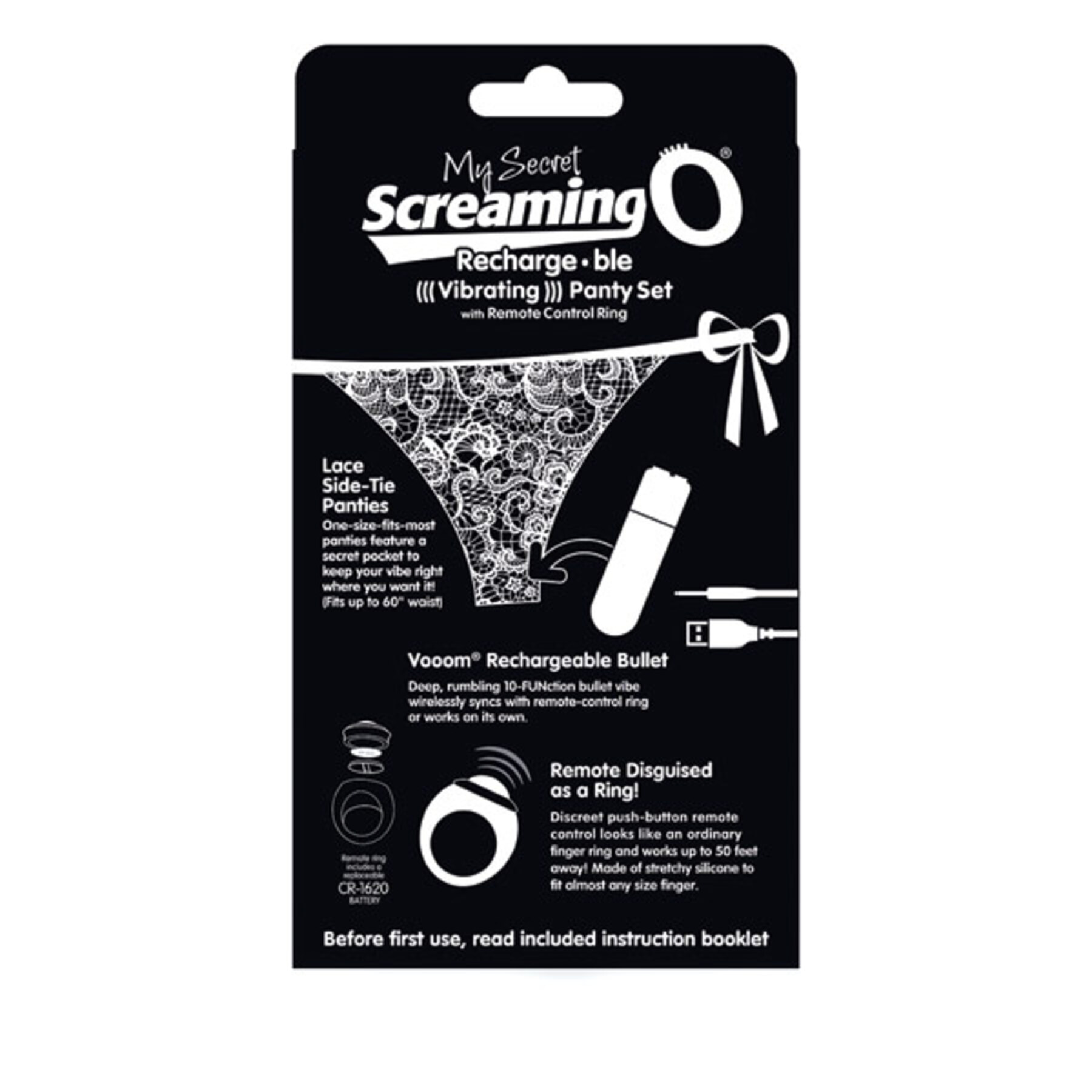 My Secret Charged Remote Control Panty Black Back of Box