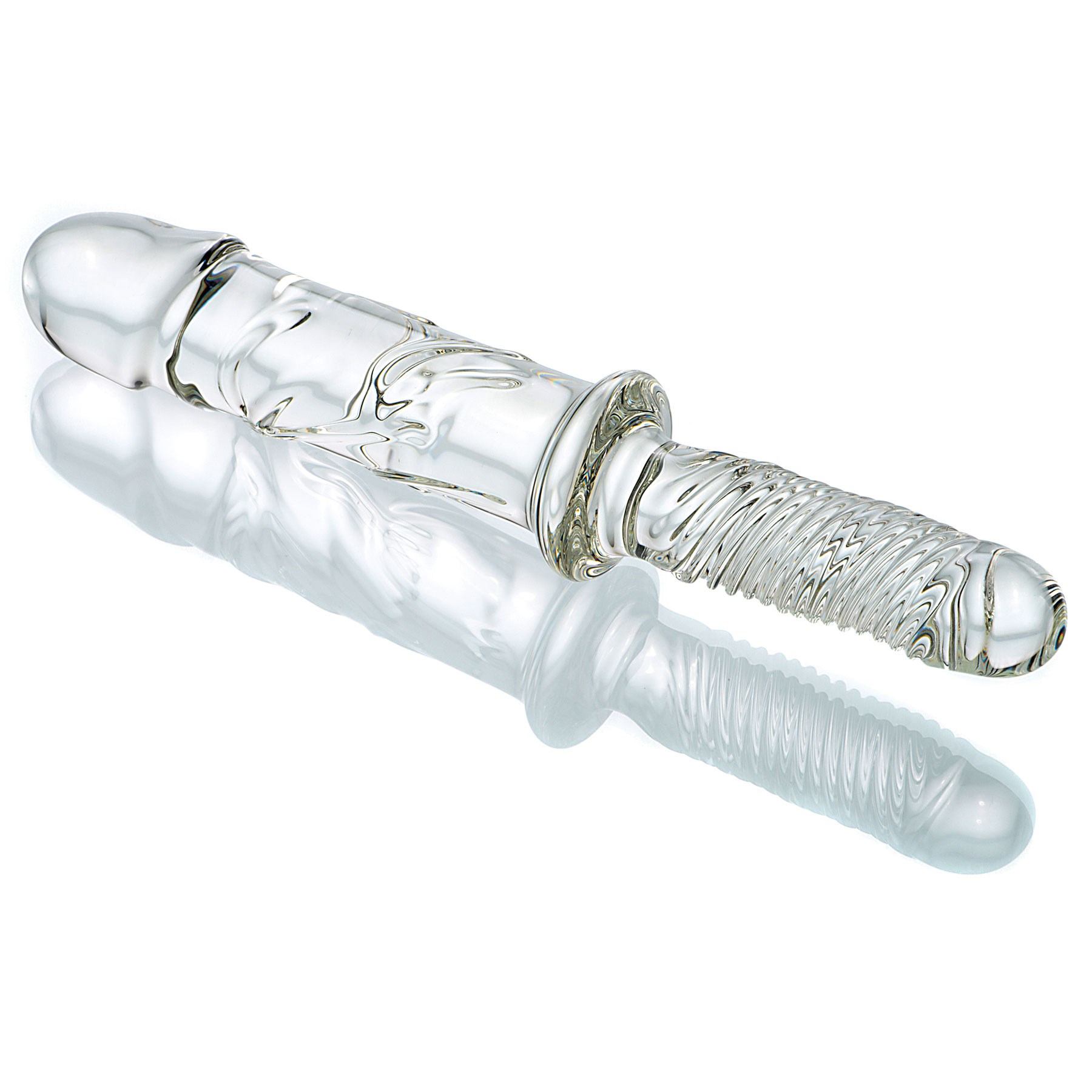 Brutus Glass Thruster Dildo Ridged handle