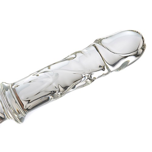 Brutus Glass Thruster Dildo Close up of penis