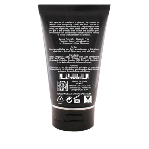 Wicked Anal Jelle Lubricant back of bottle