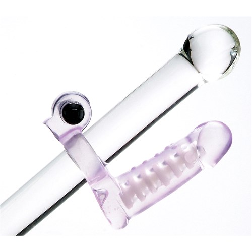 Double Diver Penis Ring shown on a glass rod