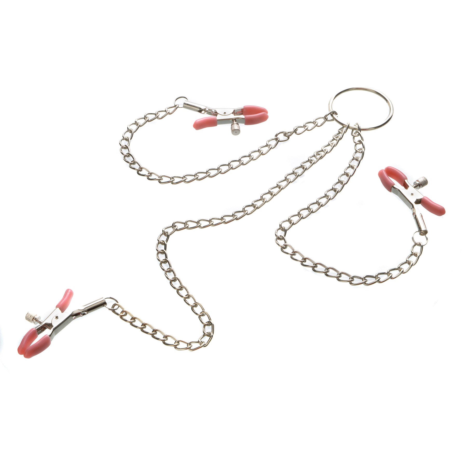 Adam & Eve Chain Me Up Kink Clamps laid out on table