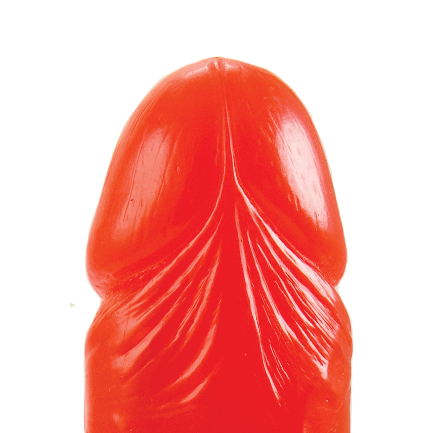 Red 9" Big Boy Dildo With Balls close up of head