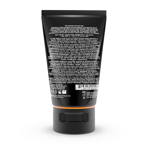 Wicked Anal Jelle Heat Lubricant back of bottle