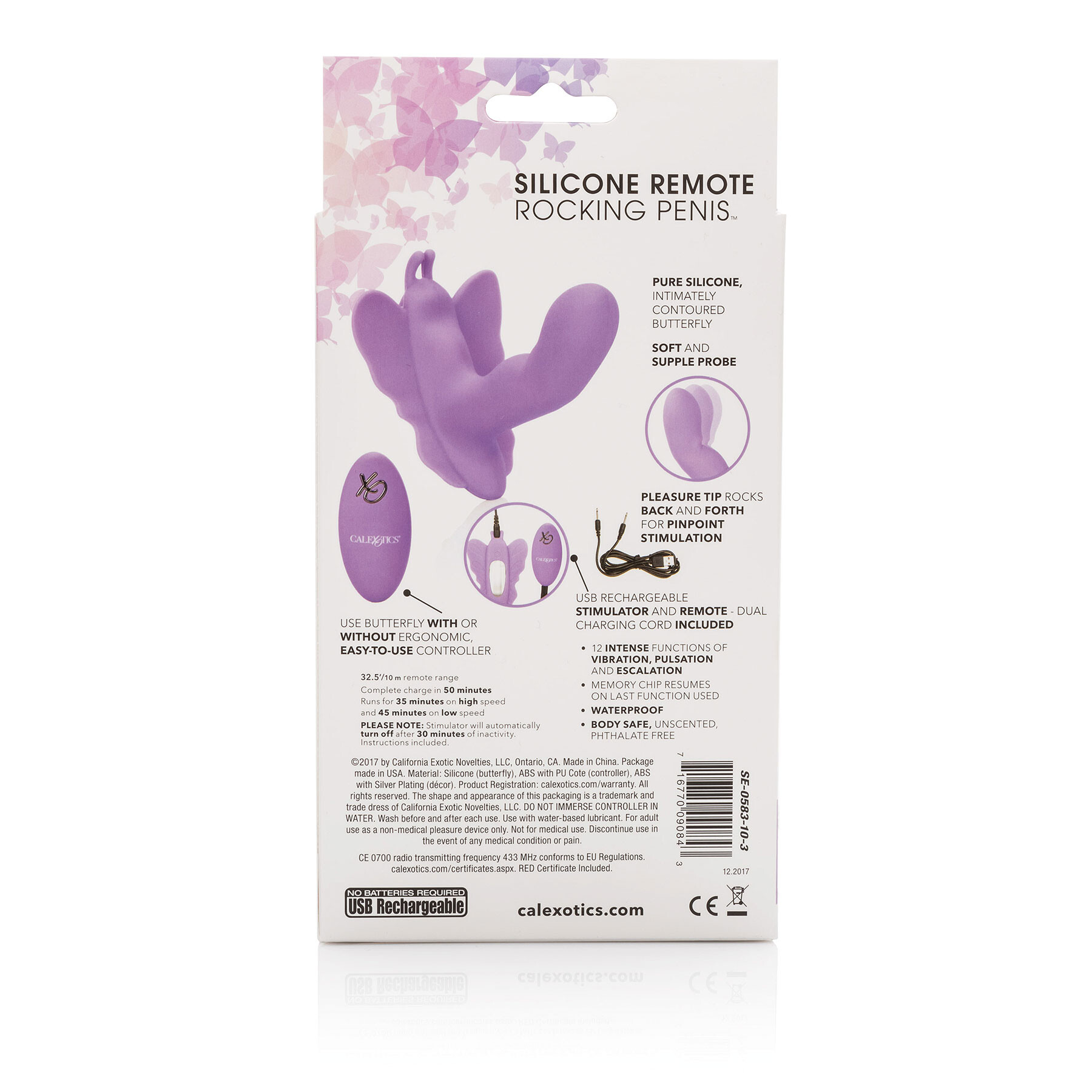 Venus Butterfly Remote Rocking Penis back of box