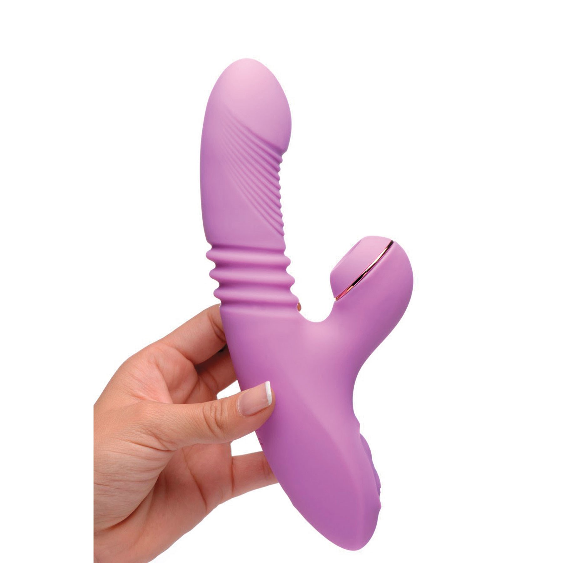 Shegasm Pro-Thruster Suction Rabbit in hand