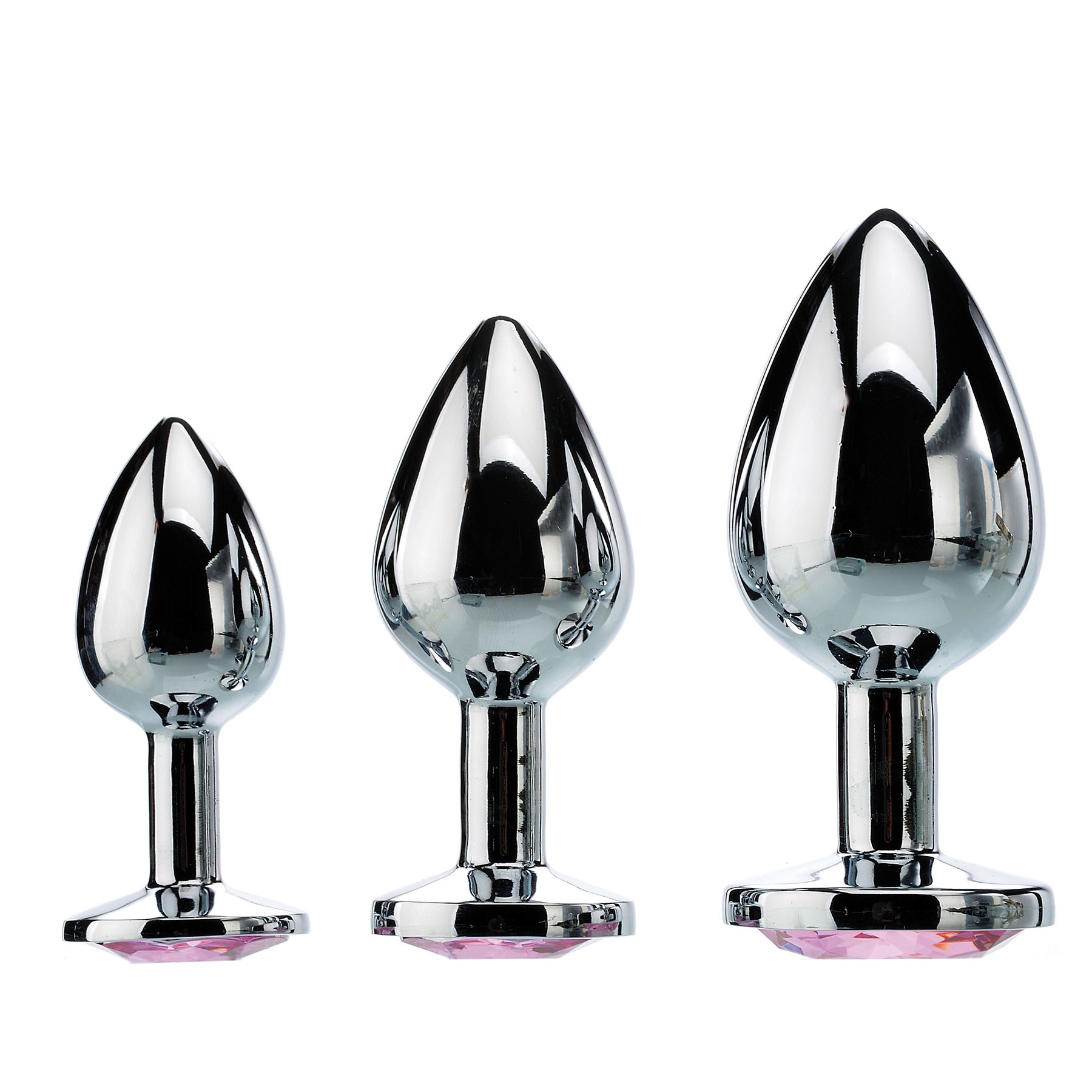 Metal Anal Plug - Pink Gem all 3