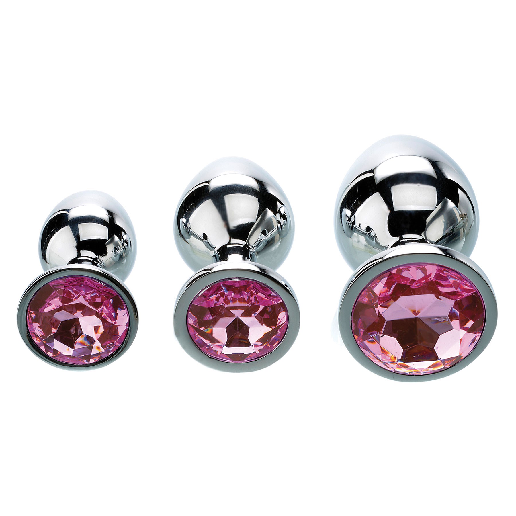 Metal Anal Plug - Pink Gem all 3