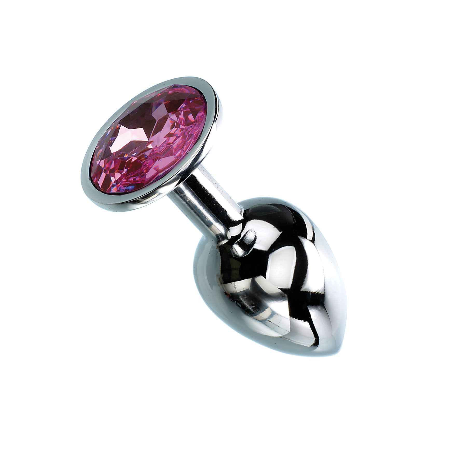Metal Anal Plug - Pink Gem on side
