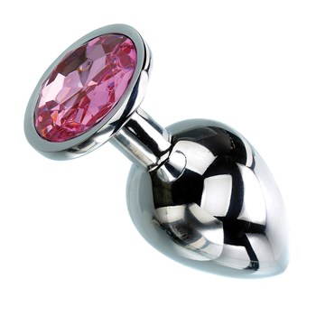 Metal Anal Plug - Pink Gem side large