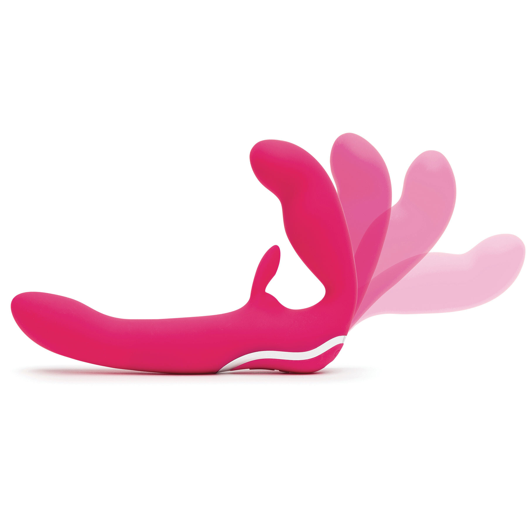 Happy Rabbit Strapless Strap on showing vibrations