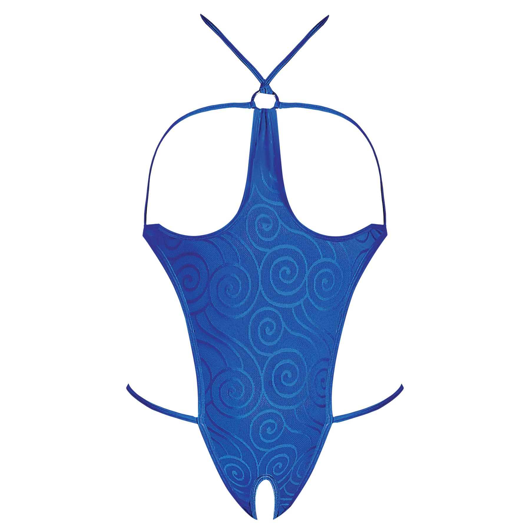 Hypnotic Swirl Cupless & Crotchless Teddy blue