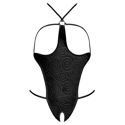 Hypnotic Swirl Cupless & Crotchless Teddy black
