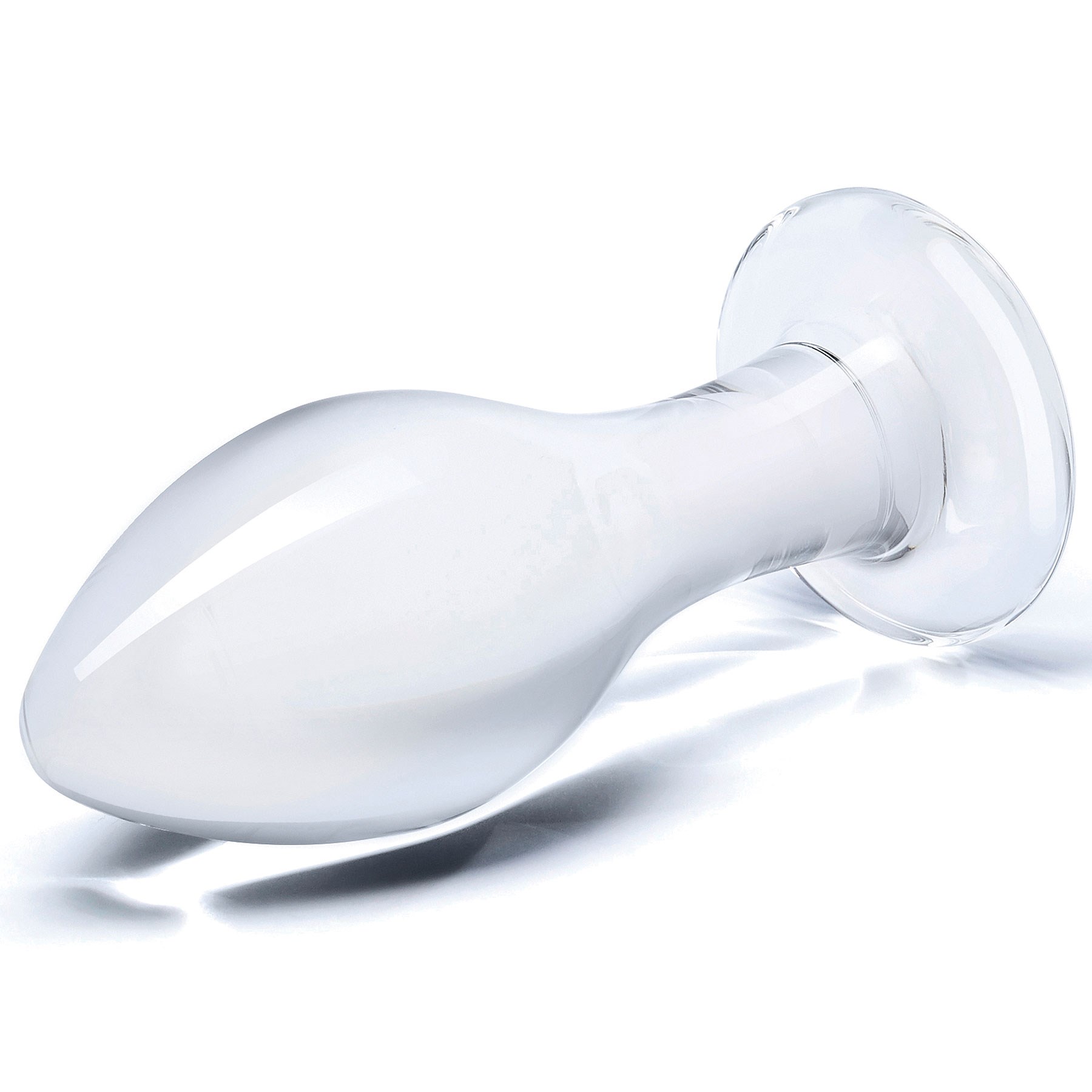4" Classic Glass Butt Plug laying on table