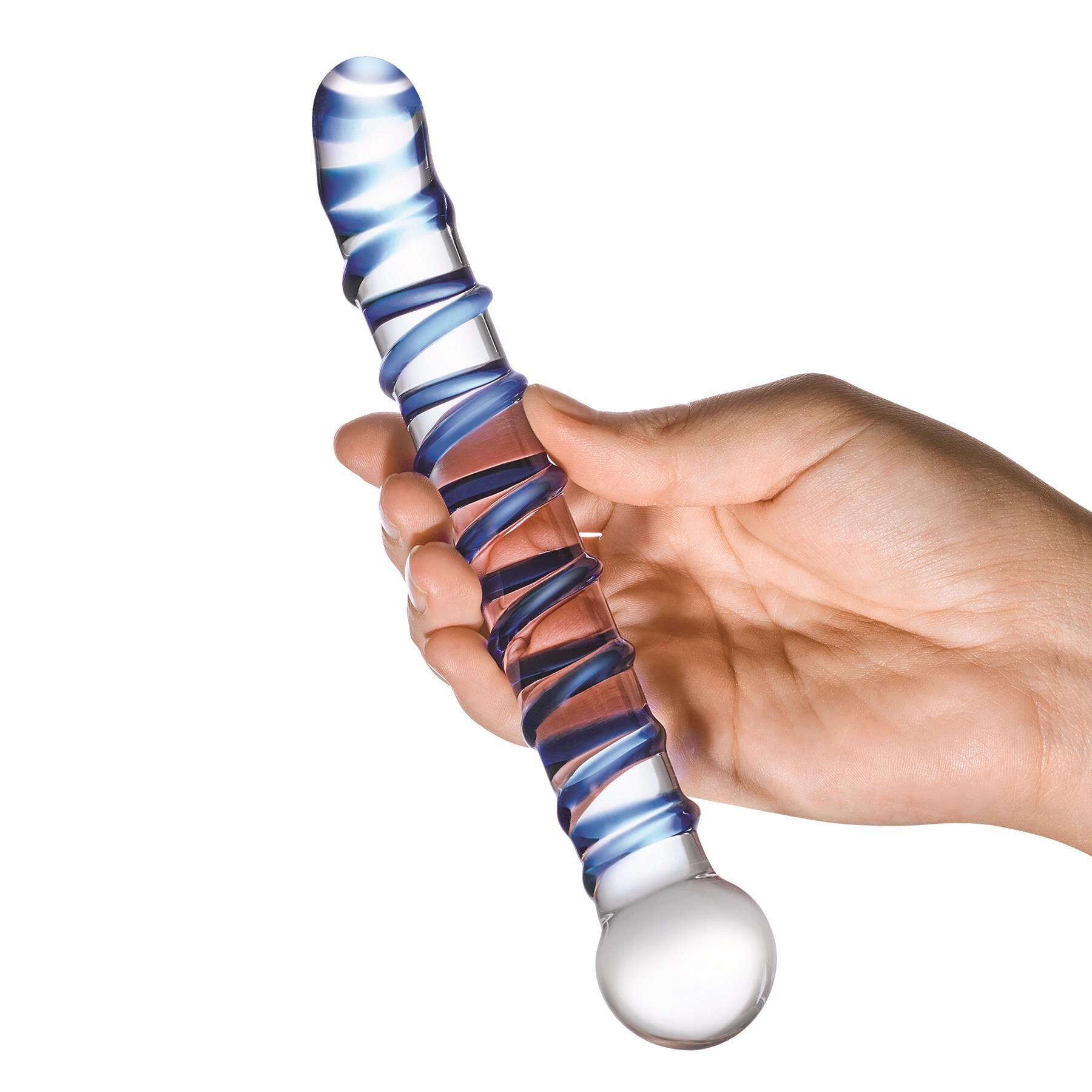 Glas Mr Swirly G-Spot Glass Dildo Hand Shot #1