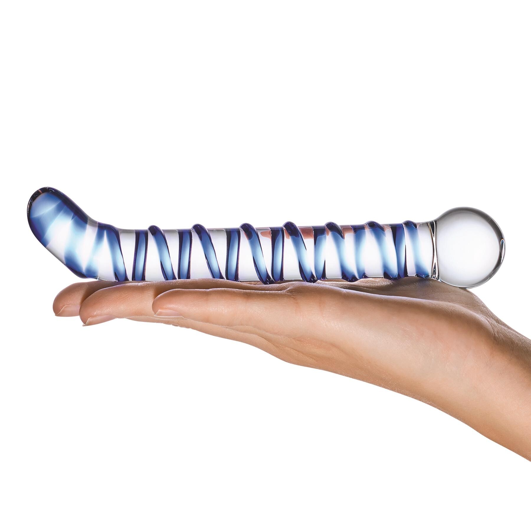 Glas Mr Swirly G-Spot Glass Dildo Hand Shot #2