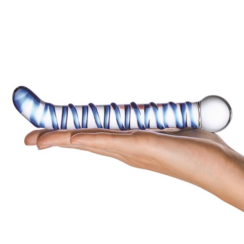 Glas Mr Swirly G-Spot Glass Dildo Hand Shot #2