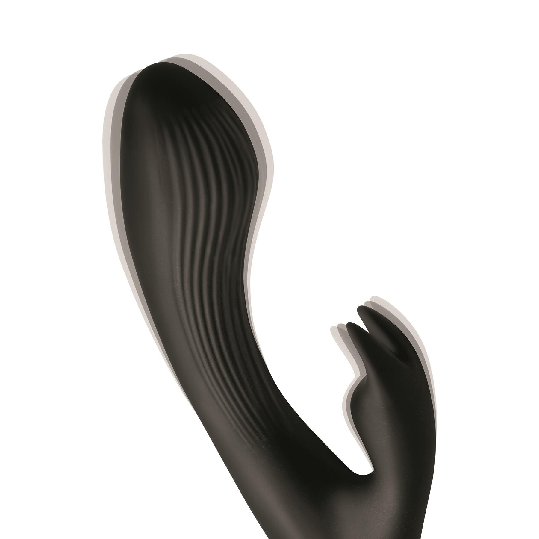 Wonder Vibes Rechargeable Bendable Silicone Rabbit Vibrator Showing Vibration in the Tip and Rabbit 