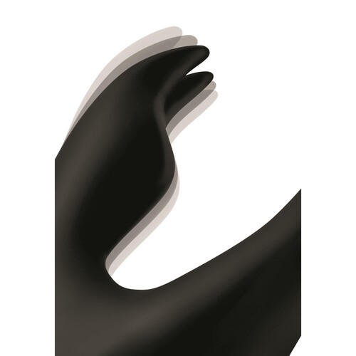 Wonder Vibes Rechargeable Bendable Silicone Rabbit Vibrator Close up Rabbit Stim Showing Vibration