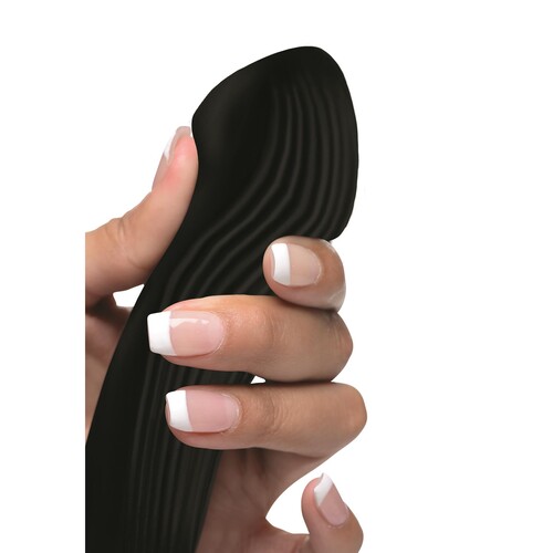 Wonder Vibes Rechargeable Bendable Silicone Rabbit Vibrator hand Shot Showing Softness of the Tip