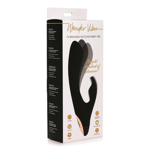Wonder Vibes Rechargeable Bendable Silicone Rabbit Vibrator Package Shot
