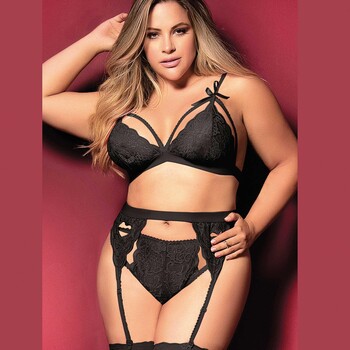 cage lace bra and garter set queen front