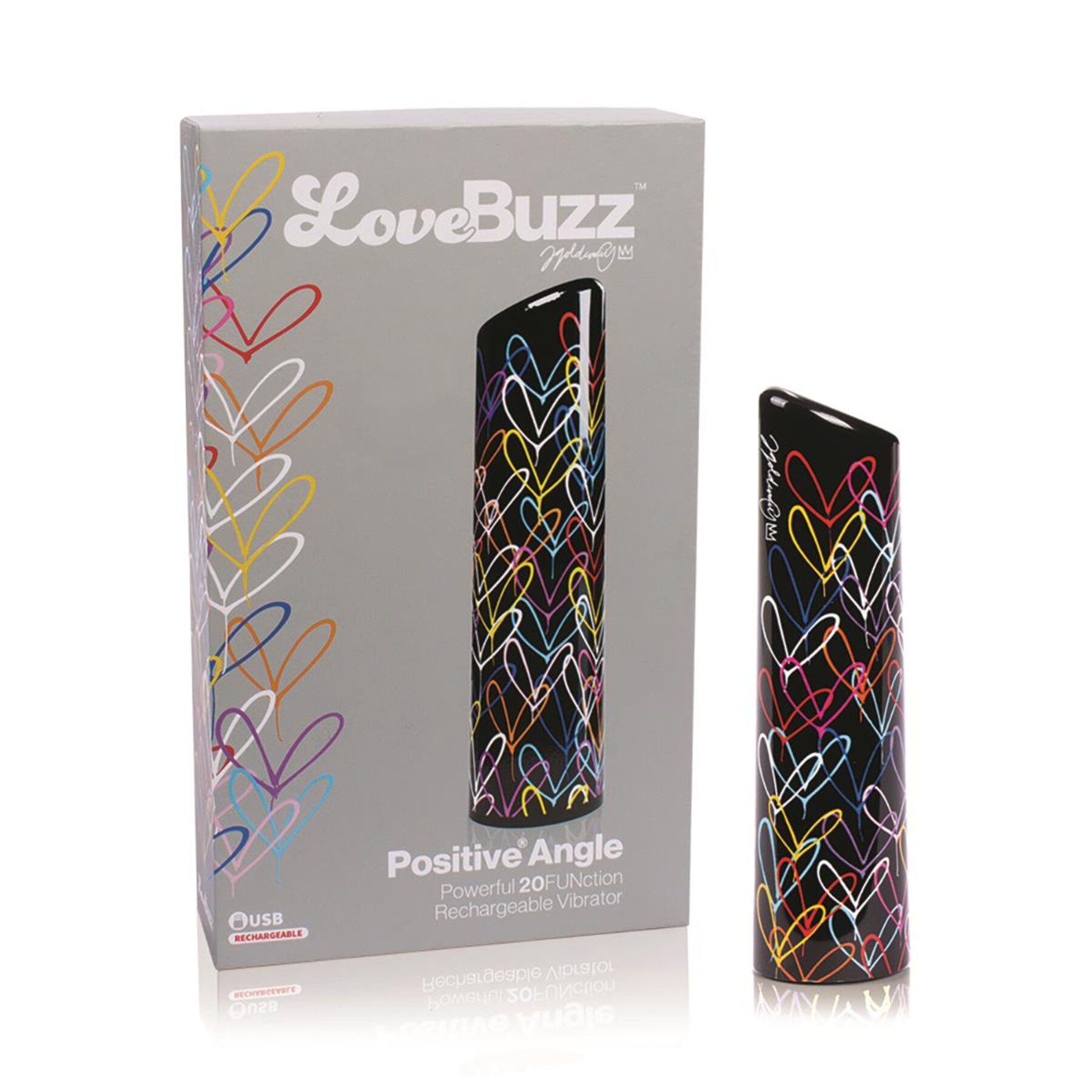 LoveBuzz Positive Angle Rechargeable Bullet Packaging and Product Shot