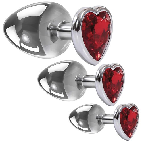 three hearts gem anal plug set side view of three plugs