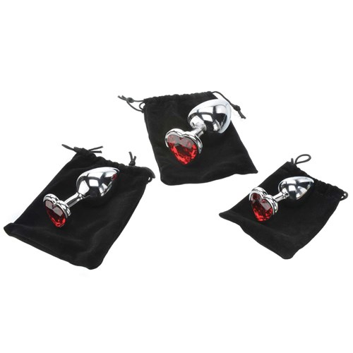 three hearts gem anal plug set with storage bags