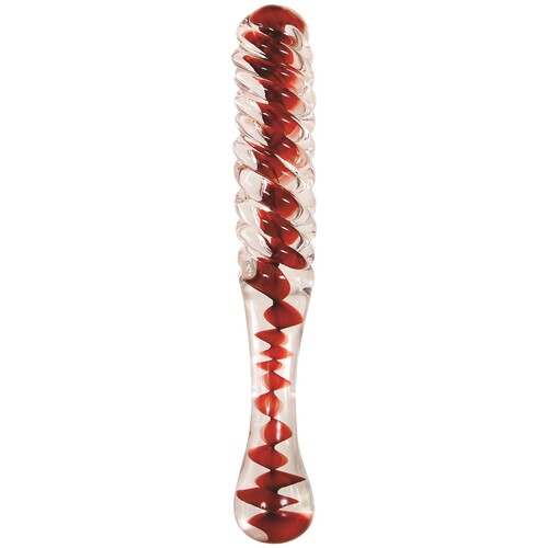 Eve's Sweetheart Swirl Glass Dildo Upright Product Shot #1