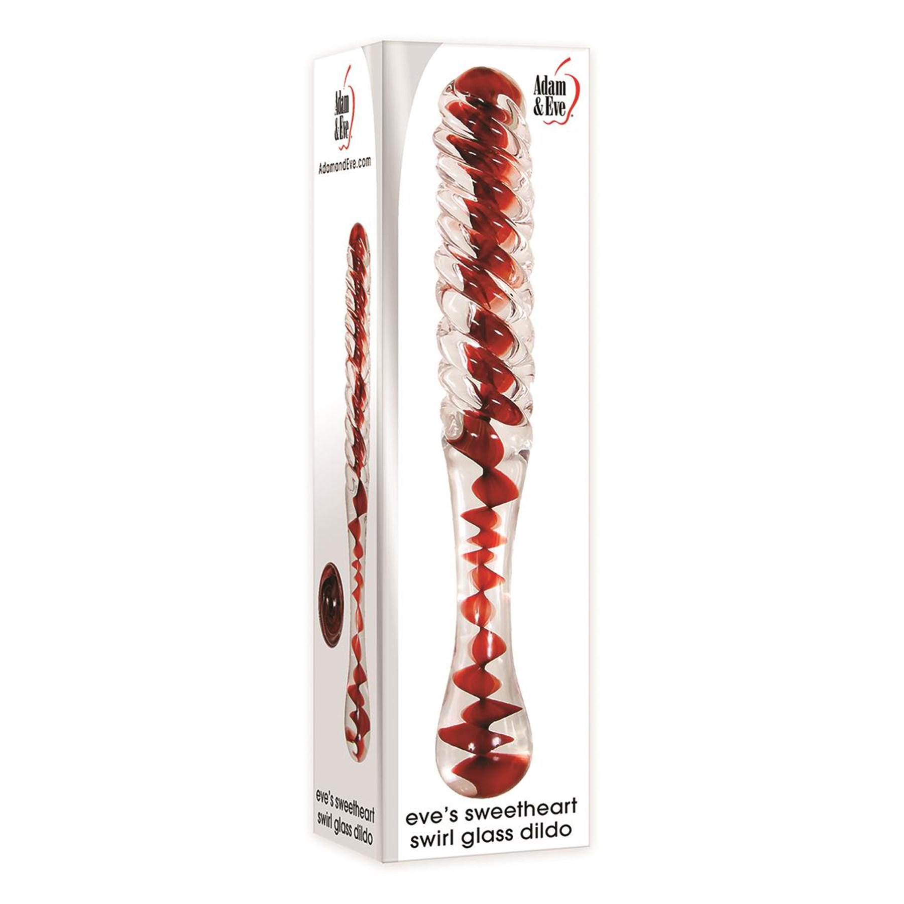 Eve's Sweetheart Swirl Glass Dildo Packaging Shot
