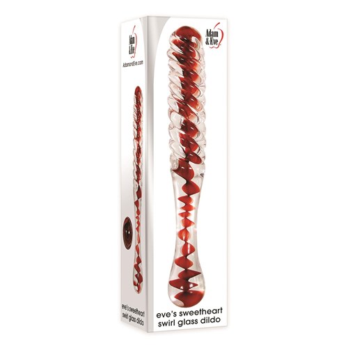 Eve's Sweetheart Swirl Glass Dildo Packaging Shot