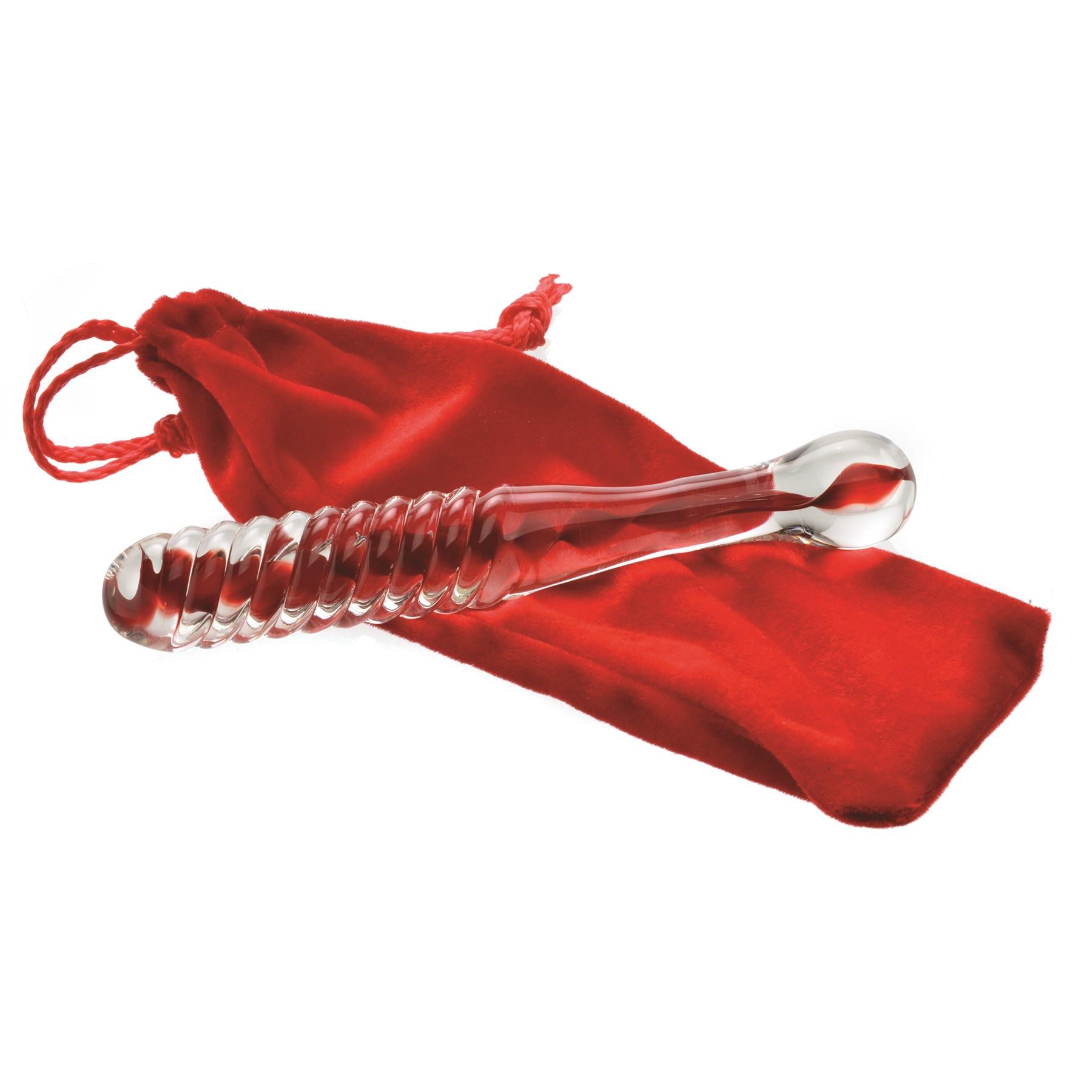 Eve's Sweetheart Swirl Glass Dildo with Storage Bag