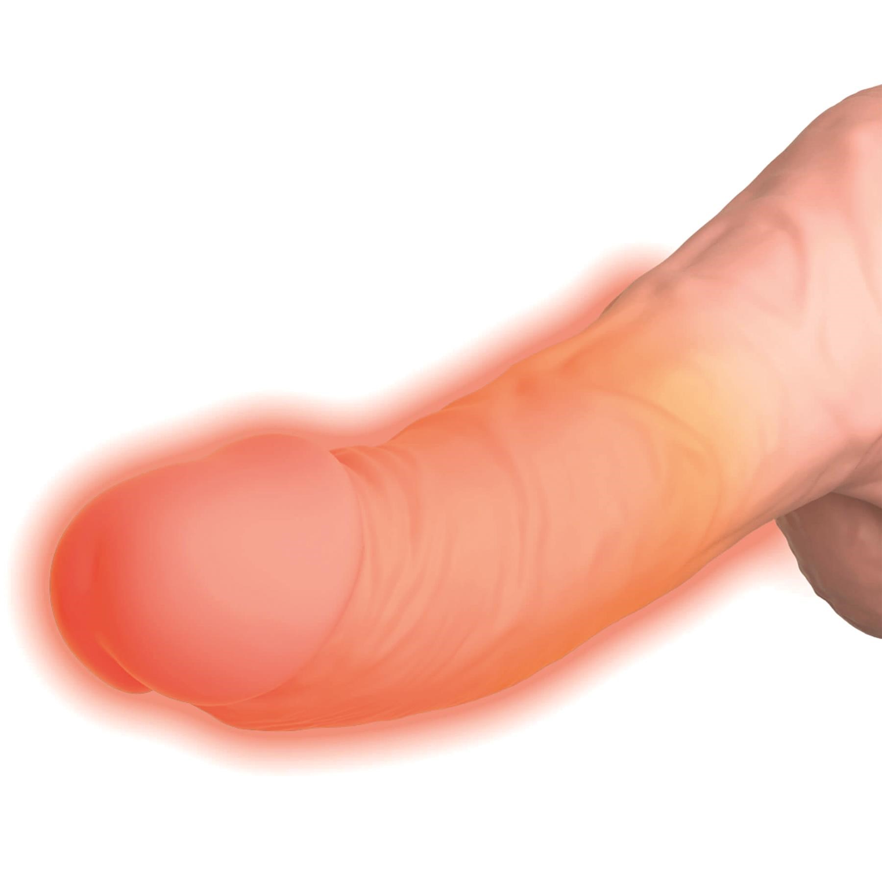 KingCock 6.5" Triple Threat Thrusting Warming Dildo Close Up on Tip Showing Warming Action