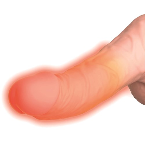 KingCock 6.5" Triple Threat Thrusting Warming Dildo Close Up on Tip Showing Warming Action