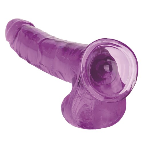 Size Queen 10 Inch Dildo Showing Suction Cup View - Purple