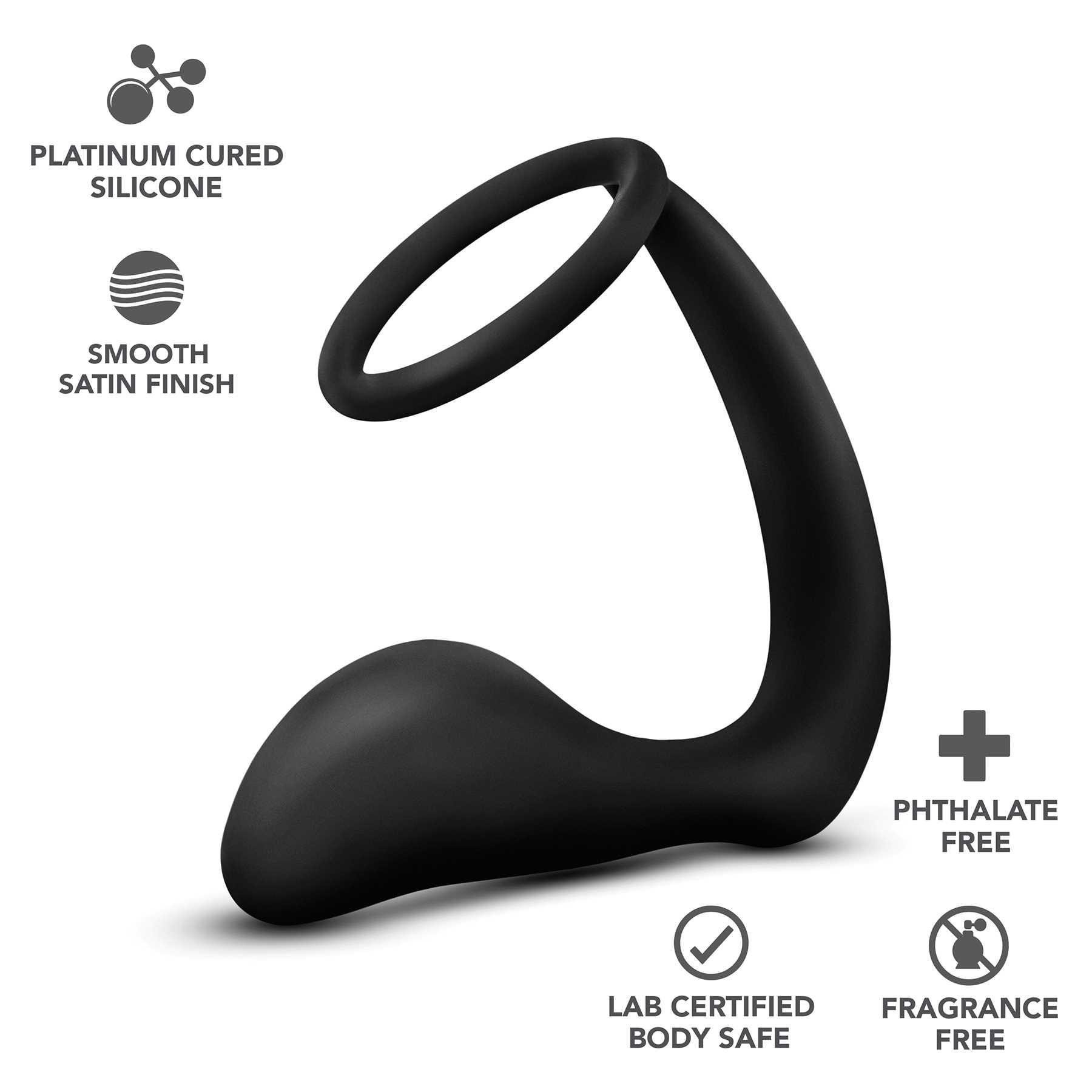 anal adventures platinum cock ring plug with feature listing
